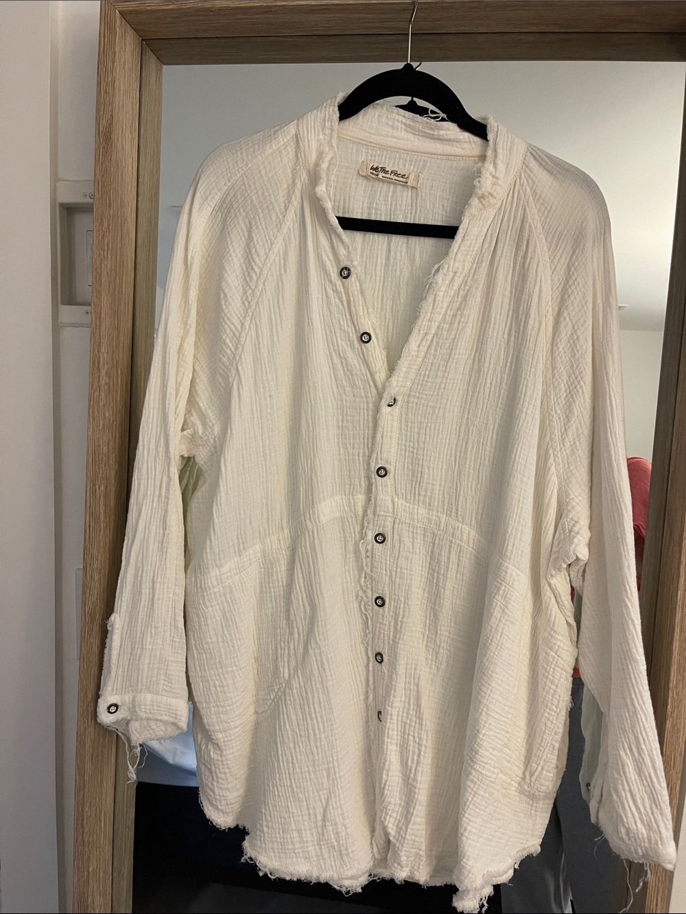 We The Free Cream Button-Front Textured Women's Shirt